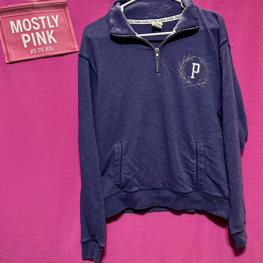 PINK Victoria's Secret Purple Quarter-Zip Sweatshirt